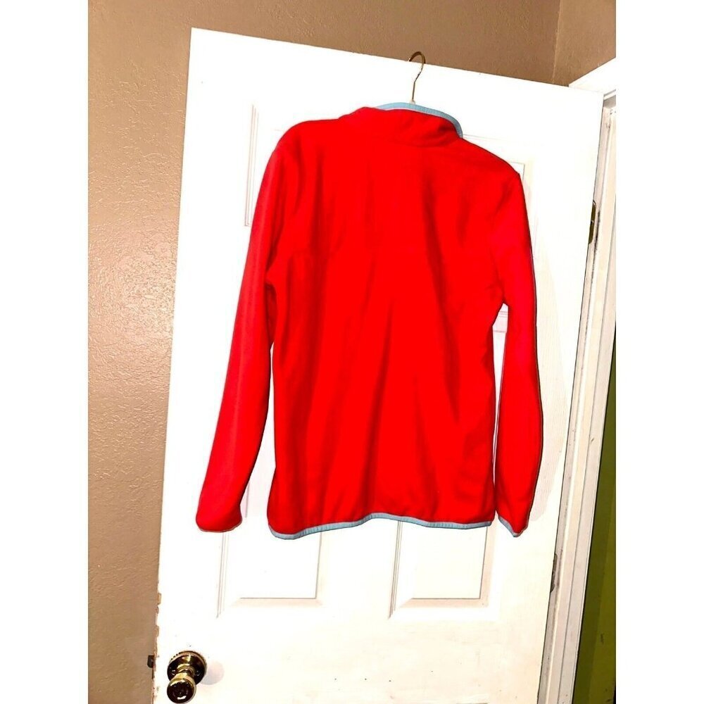 Columbia Fleece 1/4 Snap Pullover Jacket Red Orange Blue Women's large - Picture 3 of 3